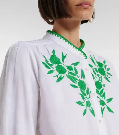 Juliet Dunn Embroidered cotton and linen shirt | Thumbnail 7