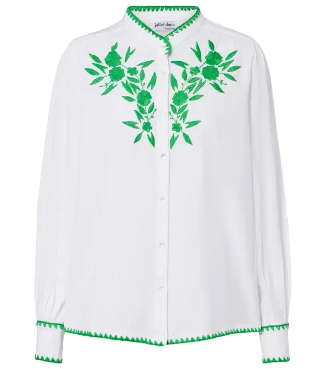 Juliet Dunn Embroidered cotton and linen shirt