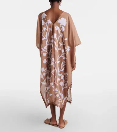 Juliet Dunn Floral scalloped cotton kaftan | Thumbnail 2