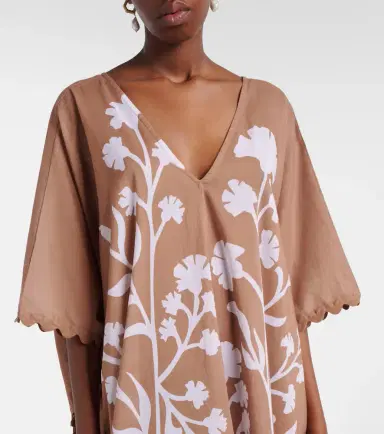 Juliet Dunn Floral scalloped cotton kaftan | Thumbnail 3