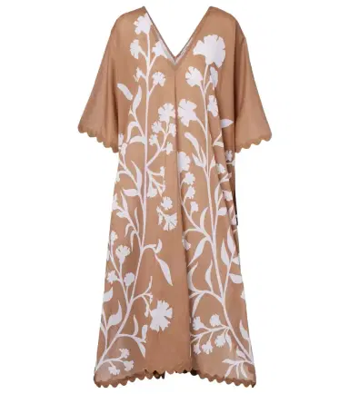 Juliet Dunn Floral scalloped cotton kaftan | Thumbnail 1