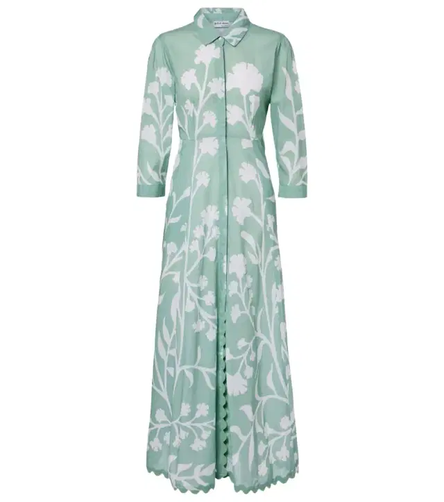 Juliet Dunn Floral scalloped cotton shirt dress