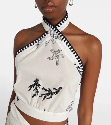 Poupette St Barth Suma ruffled open-back cotton crop top | Thumbnail 4 Poupette St Barth Suma ruffled open-back cotton crop top | Thumbnail 4