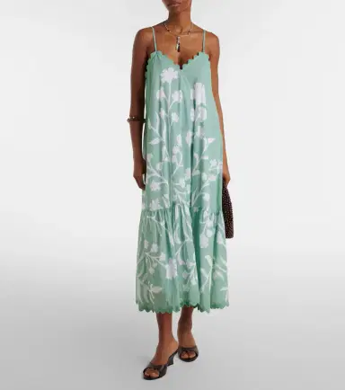 Juliet Dunn Floral scalloped cotton midi dress | Thumbnail 3