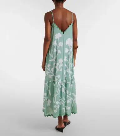 Juliet Dunn Floral scalloped cotton midi dress | Thumbnail 4