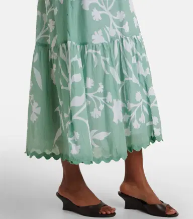 Juliet Dunn Floral scalloped cotton midi dress | Thumbnail 5