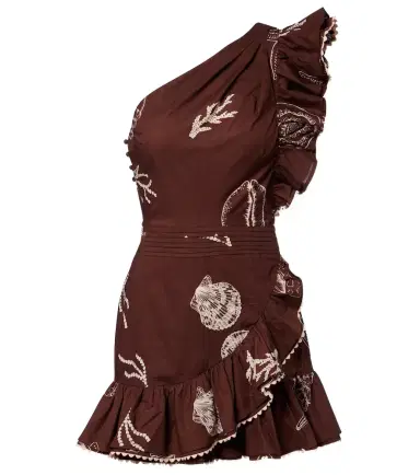 Poupette St Barth Corinne one-shoulder cotton minidress | Thumbnail 1