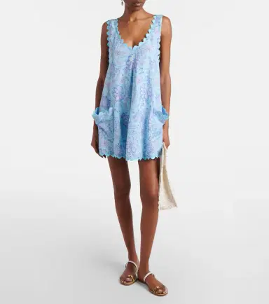 Juliet Dunn Floral scalloped cotton minidress | Thumbnail 2