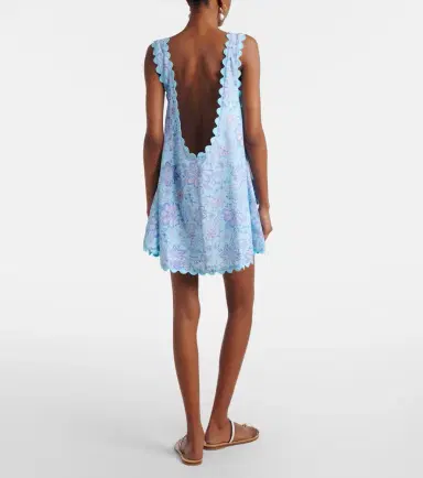 Juliet Dunn Floral scalloped cotton minidress | Thumbnail 5