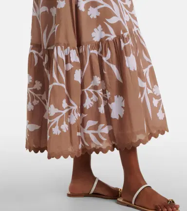 Juliet Dunn Floral scalloped cotton midi dress | Thumbnail 2