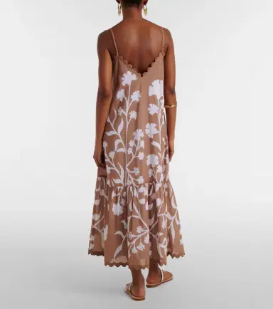 Juliet Dunn Floral scalloped cotton midi dress | Thumbnail 3