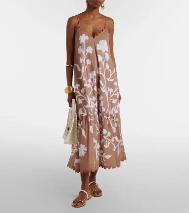 Juliet Dunn Floral scalloped cotton midi dress | Thumbnail 5