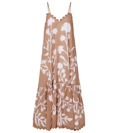 Juliet Dunn Floral scalloped cotton midi dress | Thumbnail 1