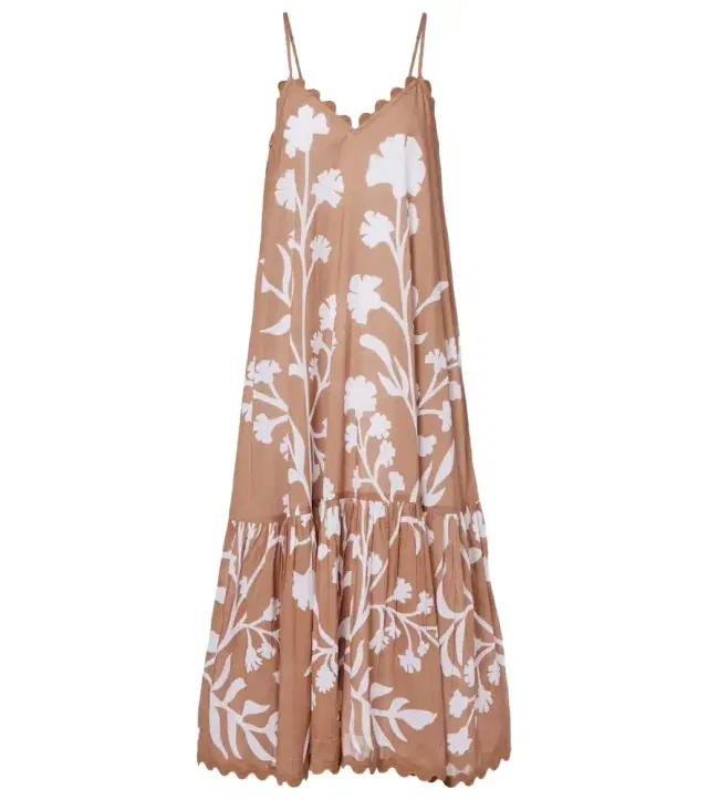 Juliet Dunn Floral scalloped cotton midi dress
