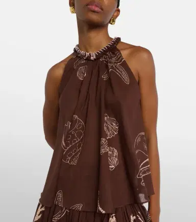 Poupette St Barth Cleo printed halterneck cotton top | Thumbnail 3