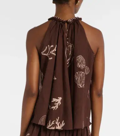 Poupette St Barth Cleo printed halterneck cotton top | Thumbnail 4
