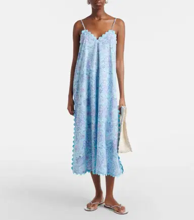 Juliet Dunn Floral scalloped cotton midi dress | Thumbnail 4