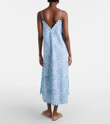 Juliet Dunn Floral scalloped cotton midi dress | Thumbnail 5