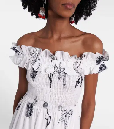 Poupette St Barth Suzanne shirred cotton muslin maxi dress | Thumbnail 5 Poupette St Barth Suzanne shirred cotton muslin maxi dress | Thumbnail 5