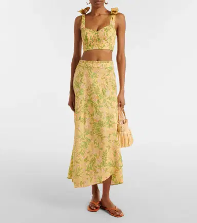 Poupette St Barth Carla pleated floral cotton crop top | Thumbnail 4