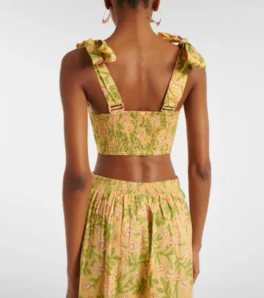 Poupette St Barth Carla pleated floral cotton crop top | Thumbnail 5