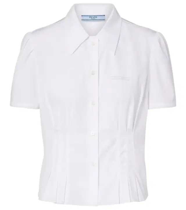 Gathered cotton poplin shirt