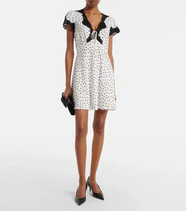 Rixo Polka-dot lace-trimmed minidress | Thumbnail 3