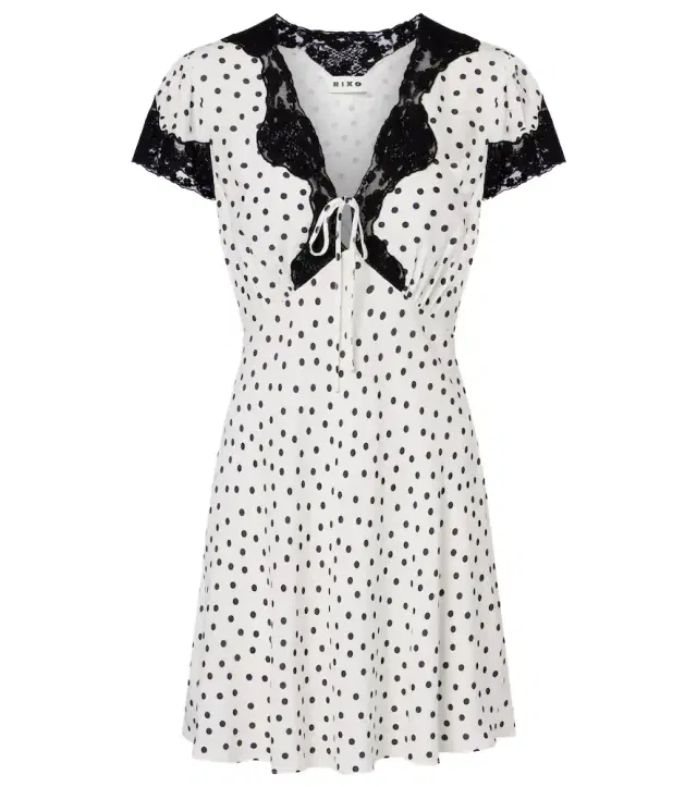 Rixo Polka-dot lace-trimmed minidress
