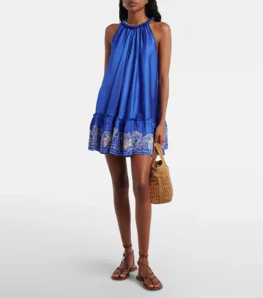 Poupette St Barth Cleo embellished floral satin minidress | Thumbnail 4