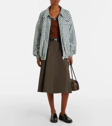 Prada Checked cotton-blend chambray jacket | Thumbnail 2
