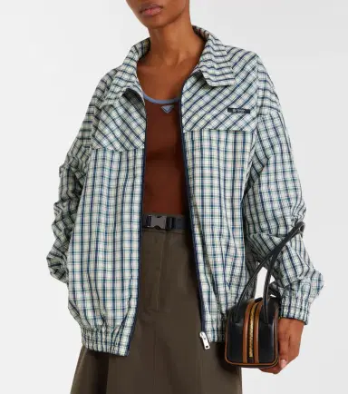 Prada Checked cotton-blend chambray jacket | Thumbnail 3