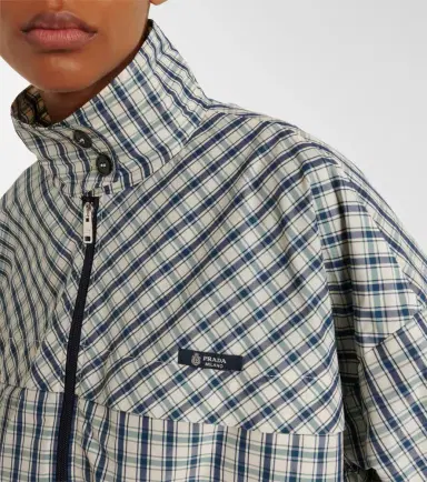 Prada Checked cotton-blend chambray jacket | Thumbnail 5