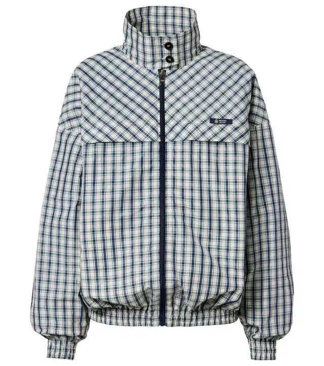 Checked cotton-blend chambray jacket