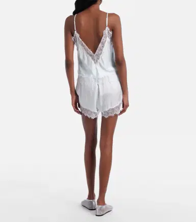 Poupette St Barth Doris lace-trimmed satin shorts | Thumbnail 5