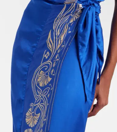 Poupette St Barth Hana floral halterneck satin midi dress | Thumbnail 4
