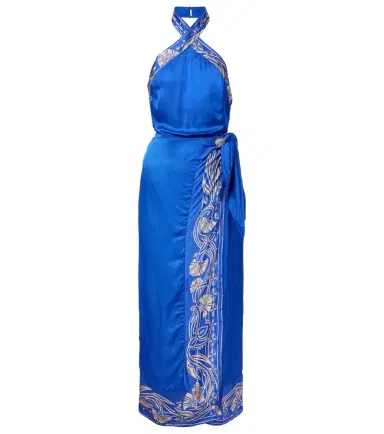 Poupette St Barth Hana floral halterneck satin midi dress | Thumbnail 1