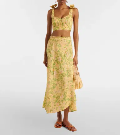 Poupette St Barth Eva floral cotton midi skirt | Thumbnail 4