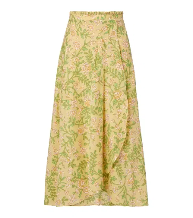 Poupette St Barth Eva floral cotton midi skirt