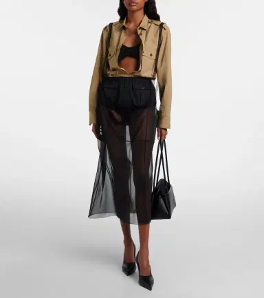 Prada Oversized silk crêpe de chine bra top | Thumbnail 3