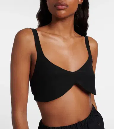 Prada Oversized silk crêpe de chine bra top | Thumbnail 4