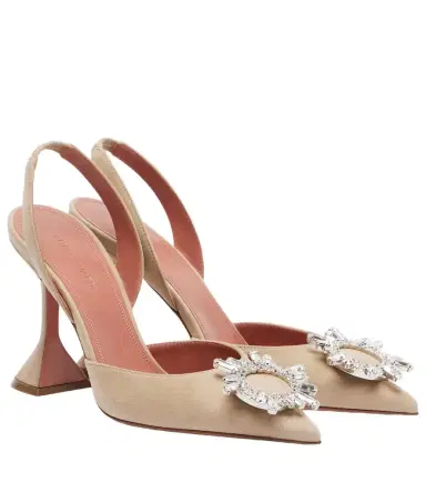Amina Muaddi Begum embellished suede slingback pumps | Thumbnail 1 Amina Muaddi Begum embellished suede slingback pumps | Thumbnail 1
