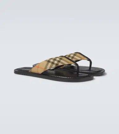 Burberry Check leather-trimmed thong sandals | Thumbnail 2