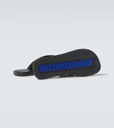 Burberry Check leather-trimmed thong sandals | Thumbnail 6