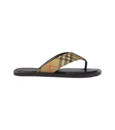Burberry Check leather-trimmed thong sandals | Thumbnail 1