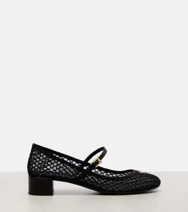 Prada Leather-trimmed mesh Mary Jane pumps | Thumbnail 3 Prada Leather-trimmed mesh Mary Jane pumps | Thumbnail 3