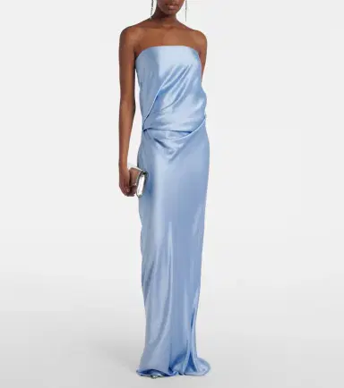 The Sei Draped silk charmeuse bustier gown | Thumbnail 3