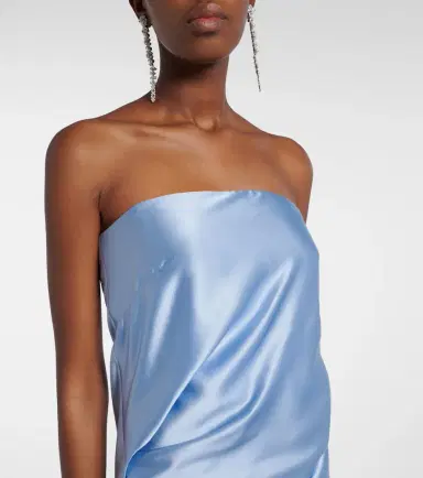 The Sei Draped silk charmeuse bustier gown | Thumbnail 4