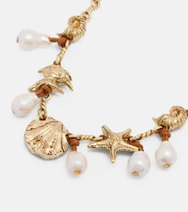 ALÉMAIS Alémais Faux pearl embellished charm necklace | Thumbnail 3