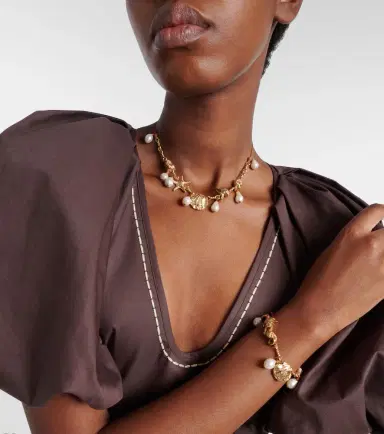 ALÉMAIS Alémais Faux pearl embellished charm necklace | Thumbnail 4