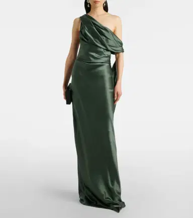 The Sei Draped asymmetric silk satin gown | Thumbnail 4
